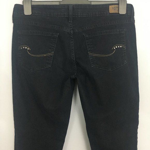 Levis Womens 10 Black Studded Embroidered Mid Rise Cotton Blend Skinny Jeans - Picture 2 of 11